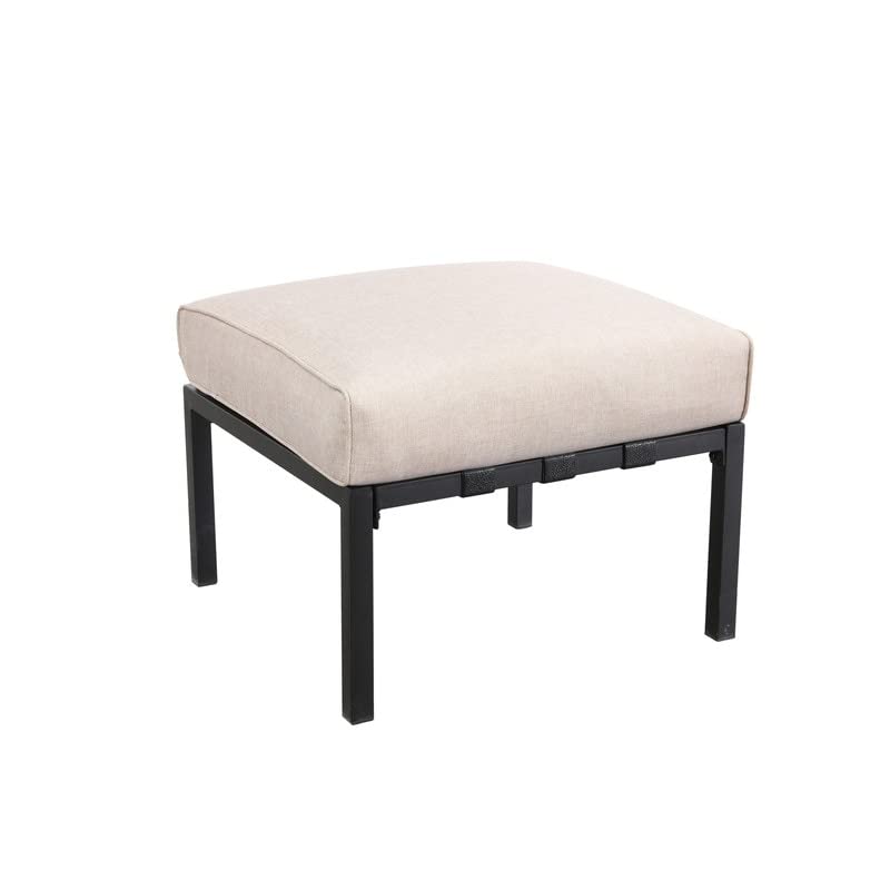 Patio Festival Outdoor Wave-arm Col. Metal Ottoman with Cushion Beige Modern - Diamond Home USA