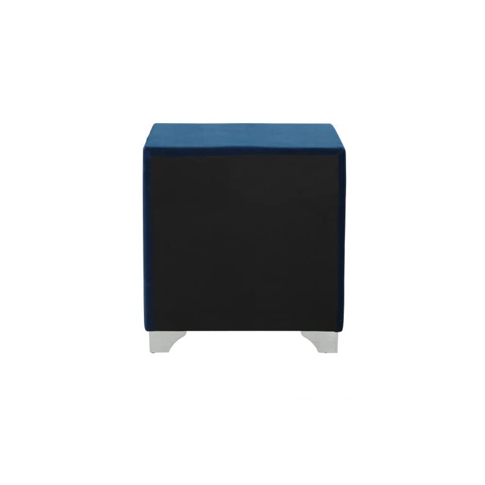 simple relax 2 Drawers Velvet Nightstand Pacific Blue Chrome - Diamond Home USA