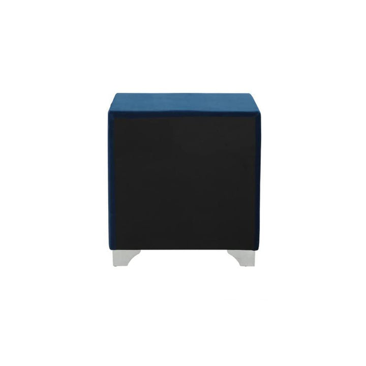 simple relax 2 Drawers Velvet Nightstand Pacific Blue Chrome - Diamond Home USA