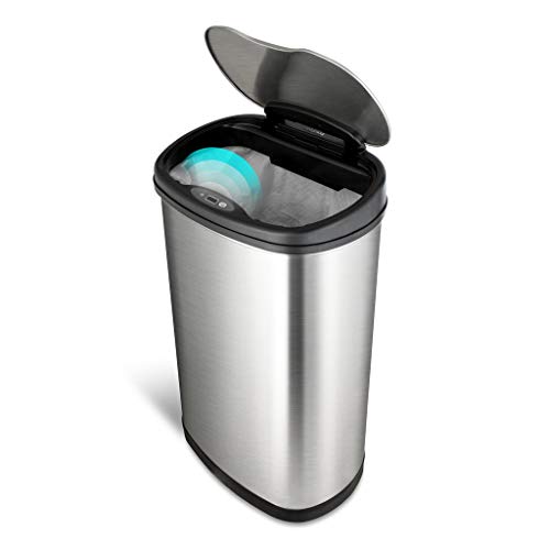 NINESTARS DZT-50-25 Motion Sensor Trash Can Large Silver - Diamond Home USA