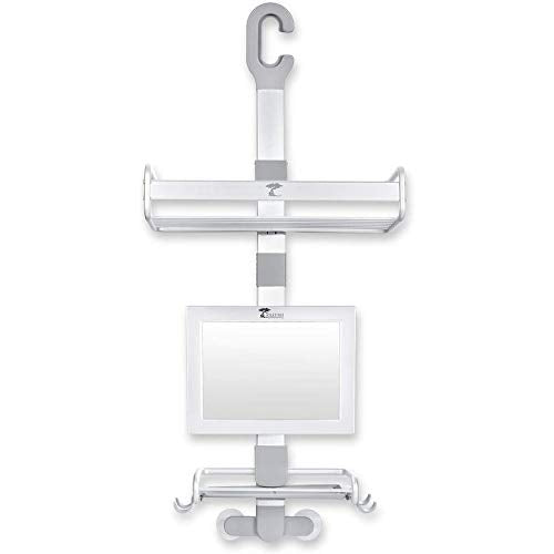 Rustproof Shower and Bath Caddy with Fogless Bathroom Mirror Squeegee Black