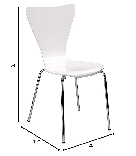Furniture Bent Ply Chair in White Finish Modern Contemporary Wood Armless - Diamond Home USA