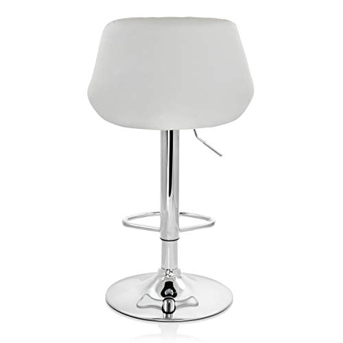 Diamond Leather Modern Bar Stool White Adjustable Swivel Base Set of 2 - Diamond Home USA