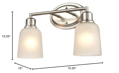 Brushed Nickel 2 Light Bathroom Vanity Silver Modern Contemporary Metal Includes - Diamond Home USA