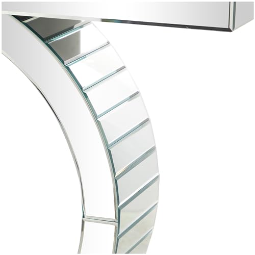 Silver Glass Mirrored Console Table Glam - Diamond Home USA
