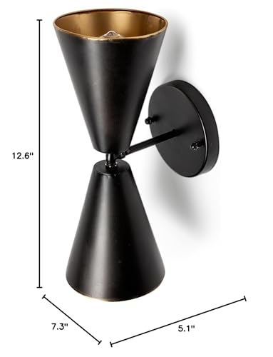 Black Metal W/Gold Accent Double-cone Wall Sconce Modern Contemporary - Diamond Home USA