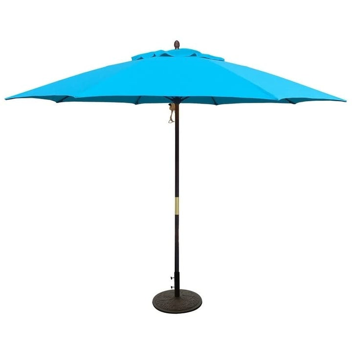 Tropishade 11 ft. Dark Wood Market Umbrella with Turquoise Olefin Cover - Diamond Home USA