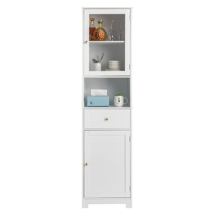 White MDF Bathroom Cabinet Modern Contemporary MDF Wood Finish Adjustable - Diamond Home USA
