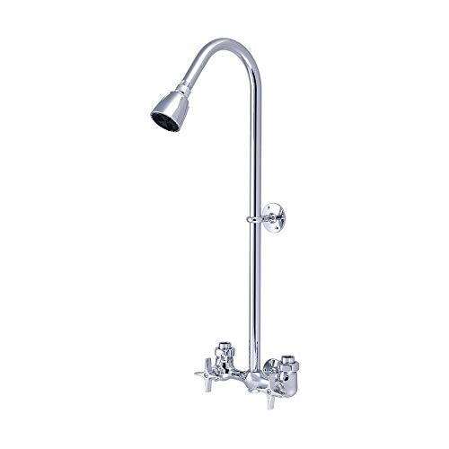 Central Brass Two Handle Exposed Shower Set Grey Commercial Metal Chrome Finish