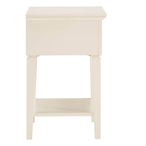 White Finish Beige Linen Drawer Face 1-Drawer Nightstand Americana raditional - Diamond Home USA