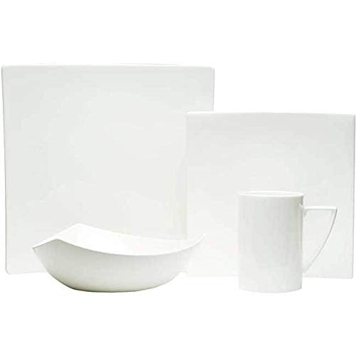 Extreme White Square 4pc. Dinnerware Set Solid Casual Formal Modern Contemporary - Diamond Home USA