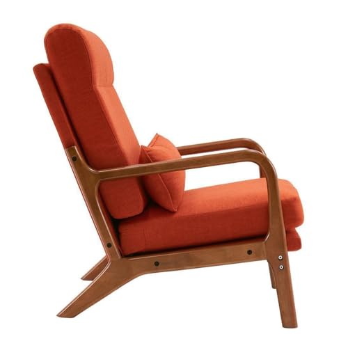 Modern Accent Chair Single Sofa Upholstered High Back Linen Orange 34.6" X 36.6" - Diamond Home USA
