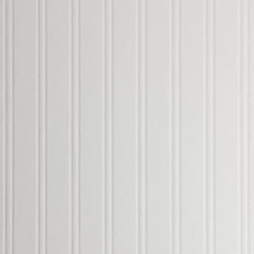 Paintable Wood Panel Wallpaper 20.5in X White Modern Contemporary Vinyl Washable