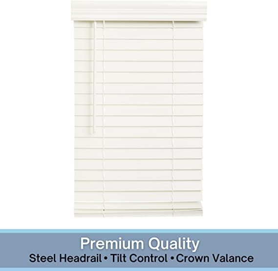2" Cordless Faux Wood Blind - Smooth White