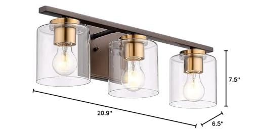 3-light Bathroom Vanity Light Fixtures Farmhouse with Clear Glass Shade Oil - Diamond Home USA