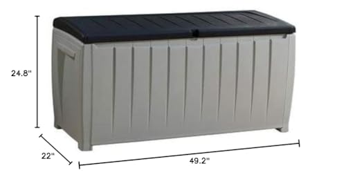 Novel 90 Gallon Black And Grey Plastic Deck Storage Box Lockable Water Resistant - Diamond Home USA