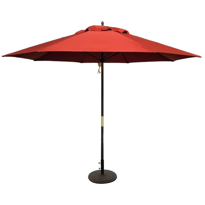 Tropishade 11 ft. Dark Wood Market Umbrella with Brick Red Olefin Cover - Diamond Home USA