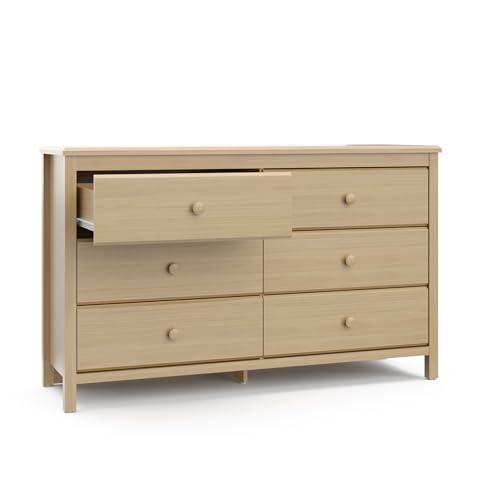 Storkcraft Alpine 6 Drawer Double Dresser (Driftwood) - GREENGUARD Gold Beige - Diamond Home USA