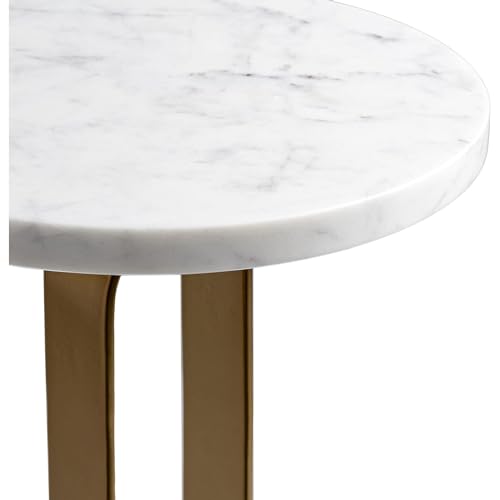 Marble End Table 24" h X 12" w 12" d Gold Modern Contemporary Round Metal - Diamond Home USA