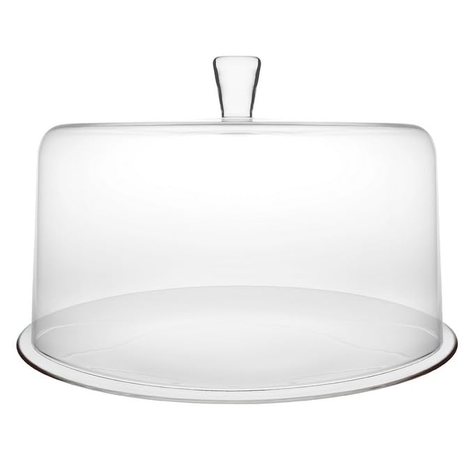 Glass Cake Plate with Dome-13 Diameter- Inc. 9" Height Clear Modern Contemporary