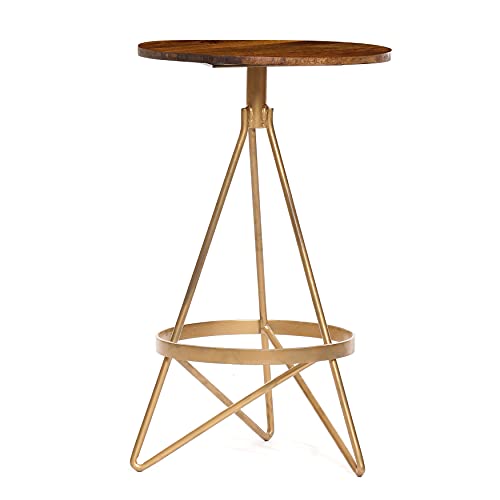 25-inch Elm/Gold Counter Height Stool Brown Mid-Century Modern Wood Finish - Diamond Home USA