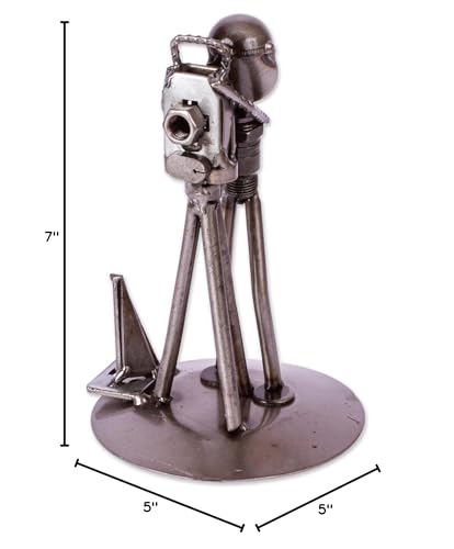 Handmade Rustic Surveyor Recycled Auto Parts Sculpture Silver Metal Antique - Diamond Home USA