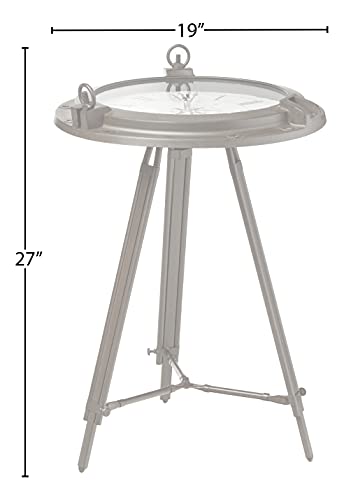 Urban Designs Industrial Porthole Metal Round Clock Coffee & End Table - Brown - Diamond Home USA