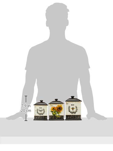 Certified International 3 Piece French Sunflowers Canister Set 56 oz/60 oz/96 oz - Diamond Home USA