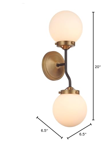 2 Light Aged Brass and Black Retro- Modern Vanity/Sconce Gold Mid-Century - Diamond Home USA