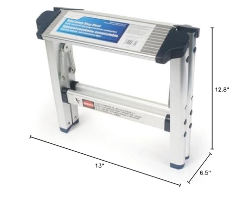 Single Step Stool Folding with Plastic Feet Silver - Diamond Home USA