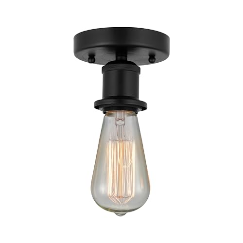 Innovations Lighting Bare Bulb - 1 Light Semi-Flush Mount in Industrial Matte Black - Diamond Home USA