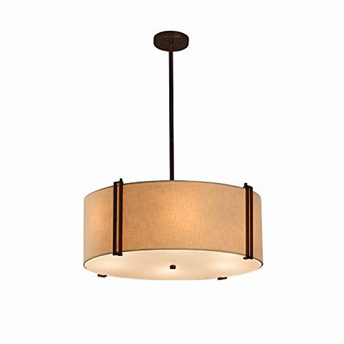 Justice Design Group Lighting FAB-9512-CREM-DBRZ Textile Reveal 24" Drum Pendant - Diamond Home USA