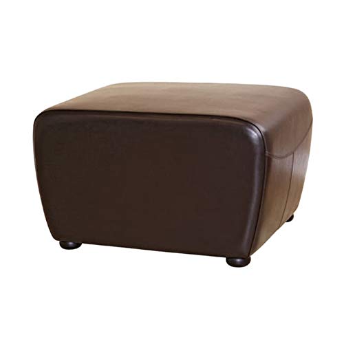 Brown Bi-cast Leather Ottoman Modern Contemporary Solid Rectangle Foam Wood Made