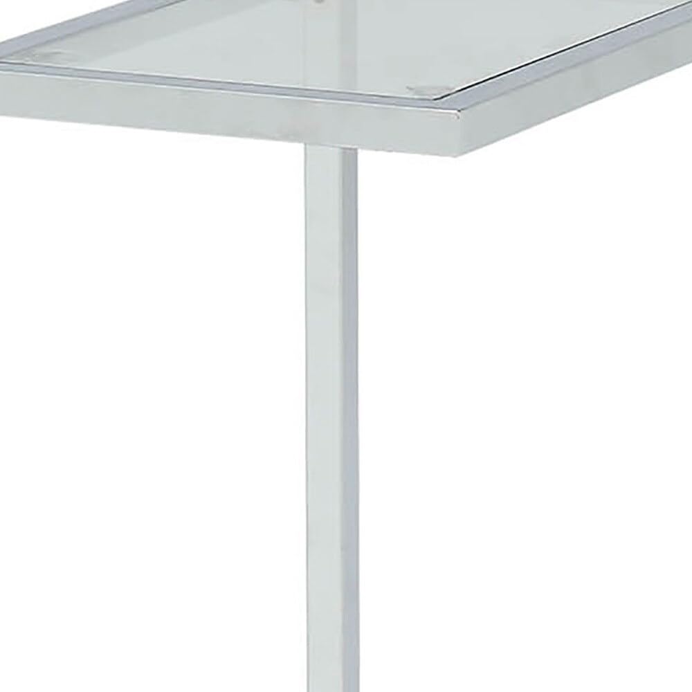 26" Chrome and Clear Glass End Table 25.25 Silver Modern Contemporary - Diamond Home USA