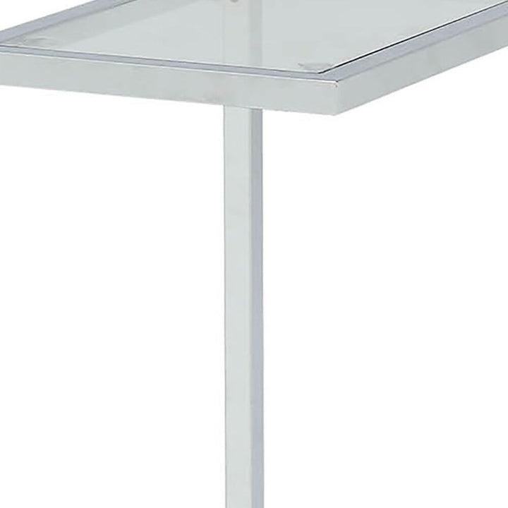 26" Chrome and Clear Glass End Table 25.25 Silver Modern Contemporary - Diamond Home USA