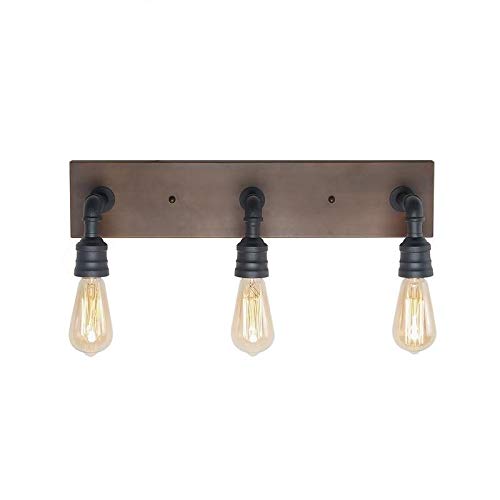 Farmhouse 3-Lights Black and Faux Wood Bathroom Vanity Wall Lighting Sconce - - Diamond Home USA