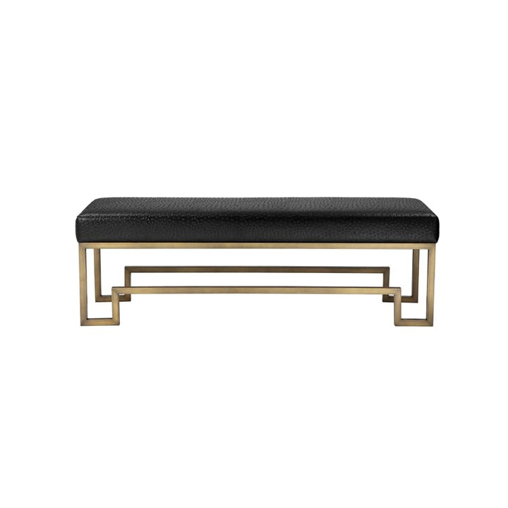 American Home Classic Laurence Steel and Fabric Bench in Brass and Black Brushed Brass/Black - Diamond Home USA
