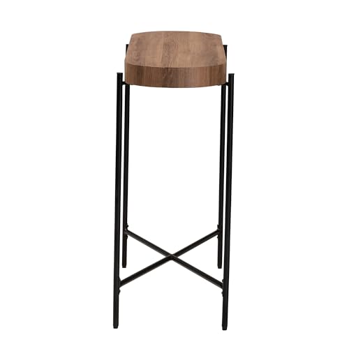 Modern Industrial Walnut Brown Finished Wood and Black Metal Console Table - Diamond Home USA