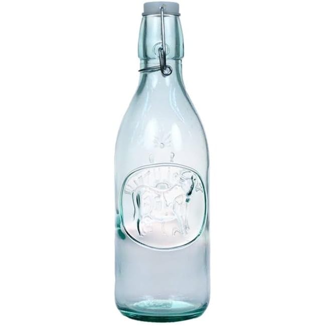 Italian Recycled Green Milk Bottle 34 Ounces Clear Glass 1 Piece