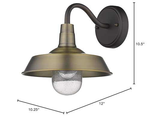 1-Light Antique Brass Exterior Wall Fixture Farmhouse Industrial Transitional - Diamond Home USA