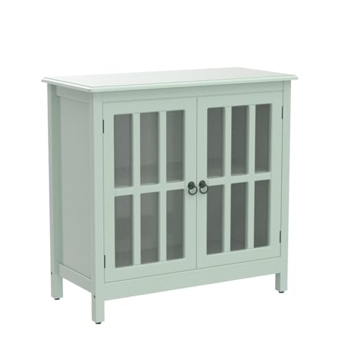 Target Marketing System Portland Mid Century Modern 2 Shelf Glass Front Mint - Diamond Home USA