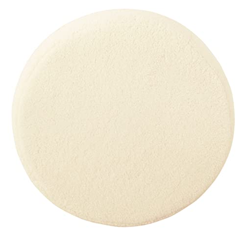 Round Metal Ottoman Cream Sheepskin Solid Transitional Acrylic Ivory - Diamond Home USA