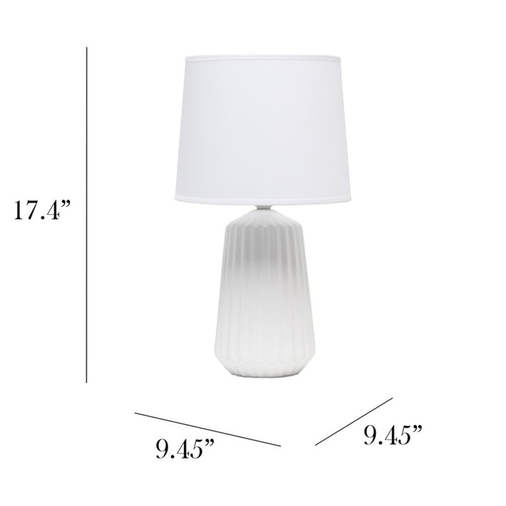 Simple Designs LT1119-OFF Pleated English Ceramic Base Bedside Table Lamp Off - Diamond Home USA