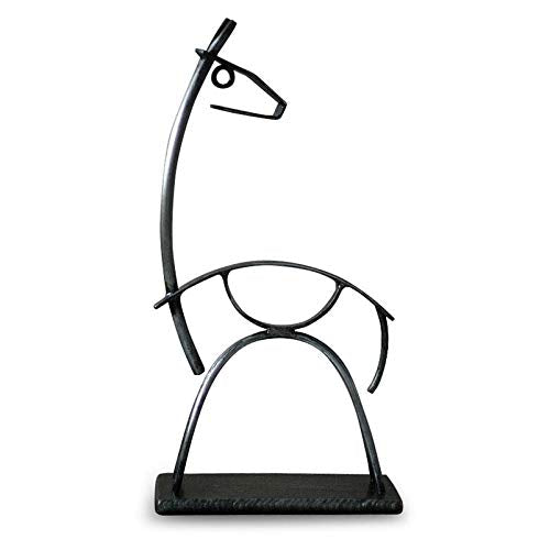 Handmade Steel 'Andean Llama' Sculpture (Peru) - 7"x14" Black Brown Culture