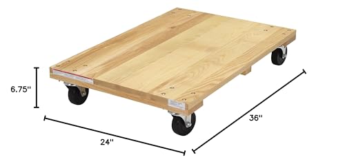 Vestil HDOS-2436-12 Solid Deck Hardwood Dolly with Hard Rubber Casters 1200 - Diamond Home USA
