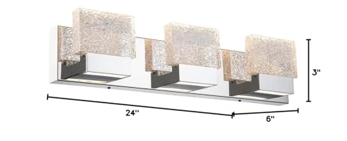 Modern 3-light Vanity Wall Sconce Led Stainless Steel Chrome 3.4" h X 24.4" w . - Diamond Home USA