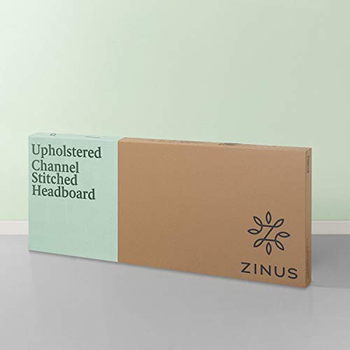ZINUS Satish Upholstered Channel Stitched Headboard in Grey Queen