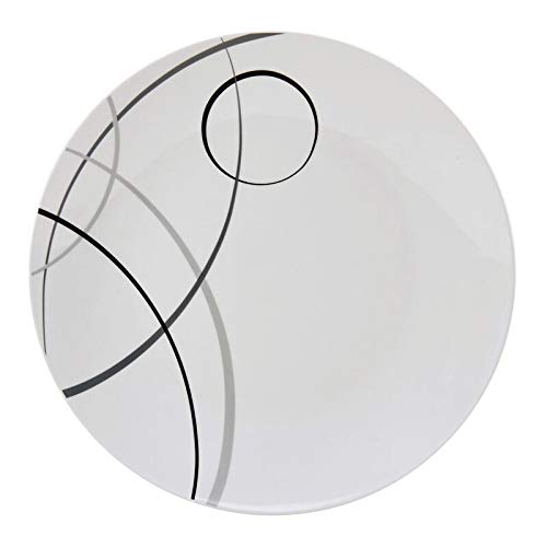 Circles 8pc Dinnerware Set Grey Geometric Modern Contemporary Round Porcelain - Diamond Home USA