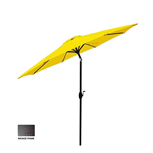 Sunflower Yellow 9' Market Umbrella Solid Octagonal Polyester Crank Lift Medium