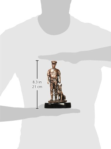 StealStreet SS-BA-DC1489AT 8 Inch Bronze Police Officer with Trained Dog on Duty - Diamond Home USA